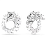 Mesmera hoop earrings Marquise cut, White, Rhodium plated